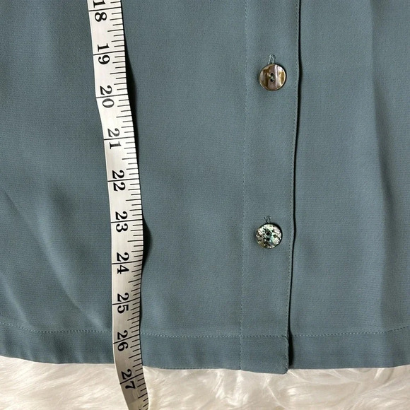 Regina Porter green shirt pant set size 6 V neck button-down shirt elastic waist - Picture 9 of 9
